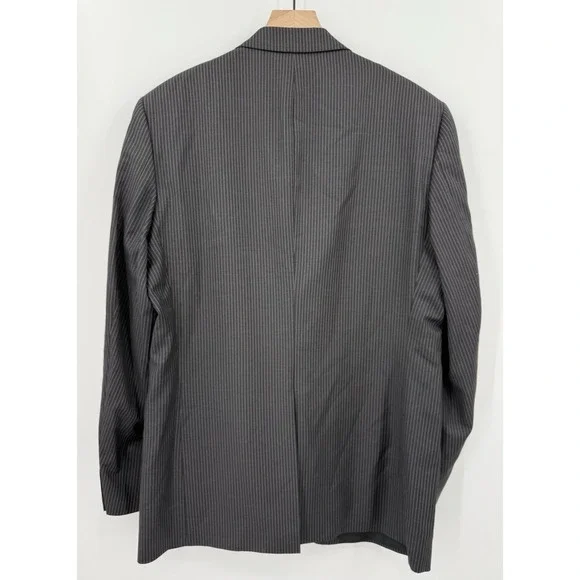 Stafford Suit 42L Gray‎ Charcoal Pinstripe Wool Silk Pants 36 Waist Pleated NEW
